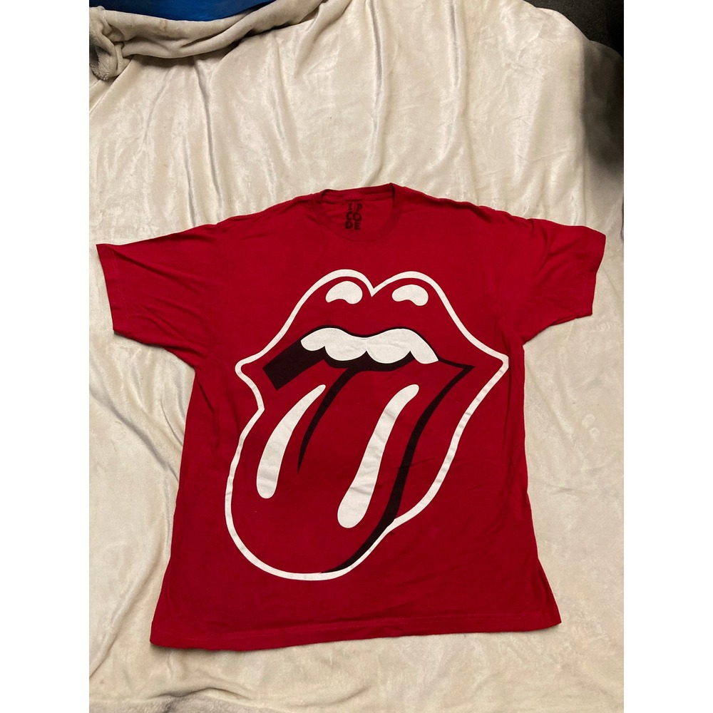 Rolling Stones Zip Code Graphic T-Shirt Red Tongue Lips Logo XL
